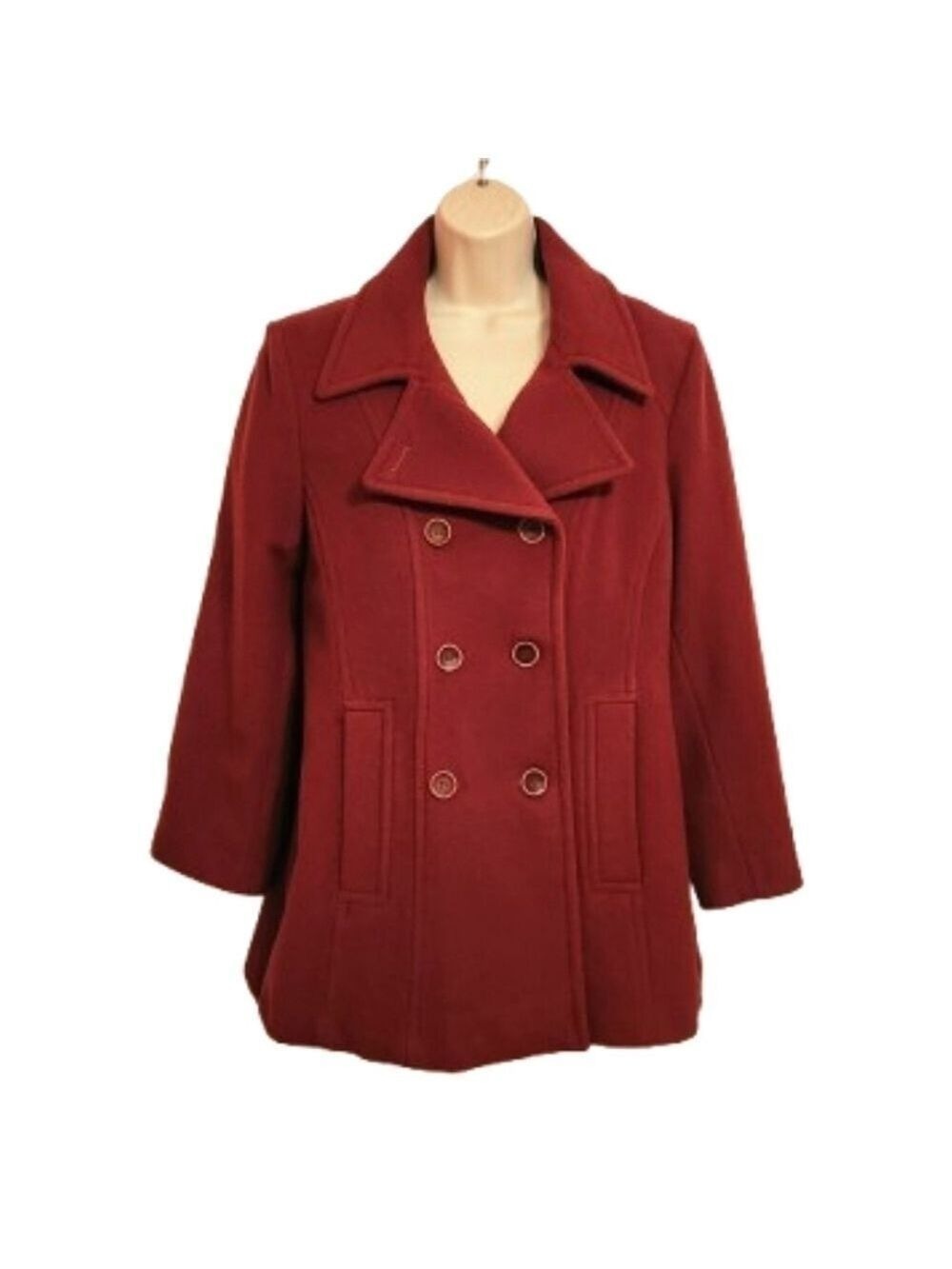 Jason Kole Red Wool Blend Peacoat Large